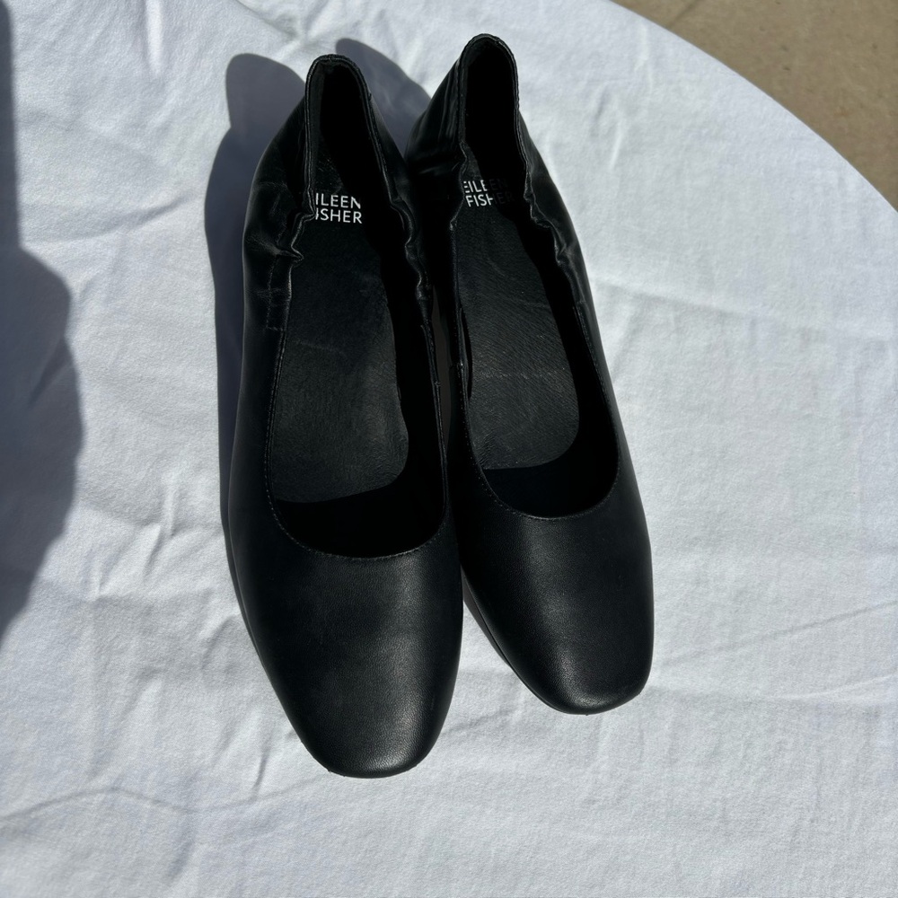 Eileen Fisher Winn Pump Women's Block Heel Shoes in BLACK Size 9.5